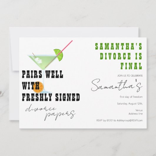 ペア良い離婚紙ダーティMartiniパーティー 招待状 (正面)