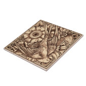 ペア1880 Craven Dunnill Bird & Reproの1 タイル (側面)