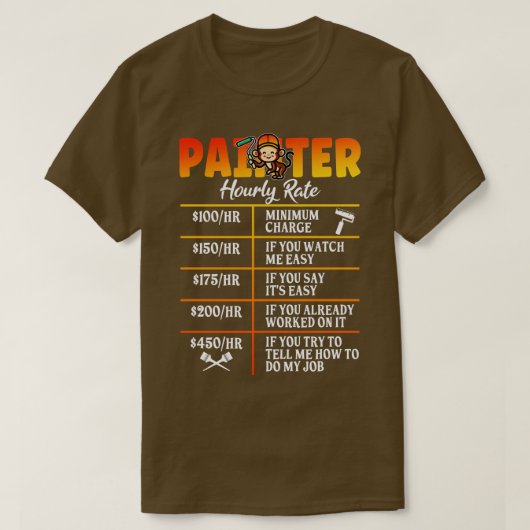 ペイおもしろいター時給アーティストペインター絵画 Tシャツ (デザイン正面)