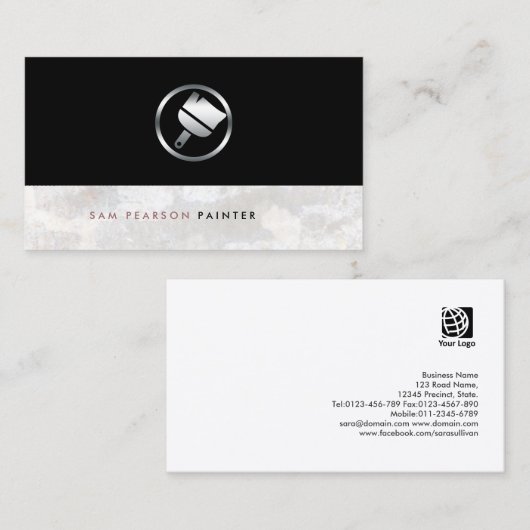 ペイはっきりしたントシルバー絵を描ブラシのアイコンエレガント 名刺 (正面/裏面)