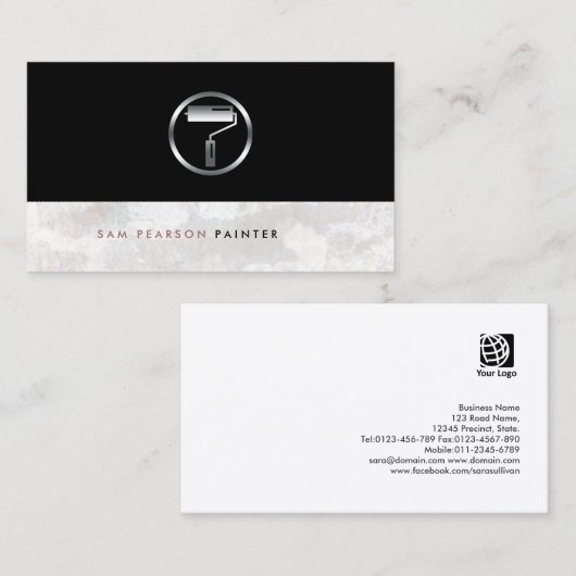 ペイはっきりしたントシルバー絵を描ロラーブラシのアイコンエレガント 名刺 (正面/裏面)