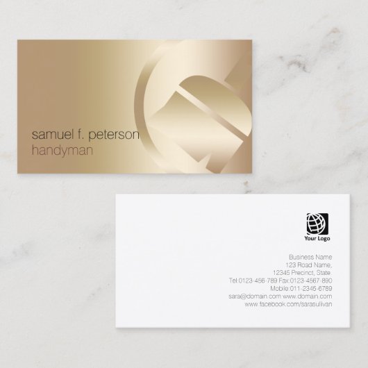 ペイエレガントンはっきりした絵を描・ブラシのアイコン金ゴールド 名刺 (正面/裏面)