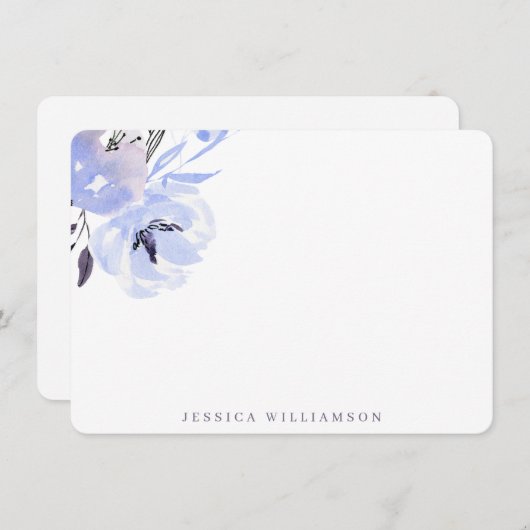 ペイエレガントンクルブルーフローラ個人文房具 ノートカード (正面/裏面)