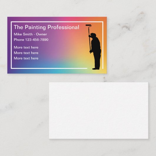 ペイカラフルントモダン名刺テンプレート 名刺 (正面/裏面)