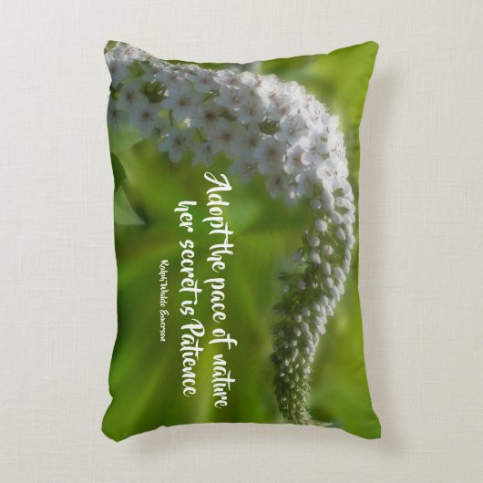 ペイシャンス引用文ホワイ感動的トフラワー  アクセントクッション (正面(垂直))