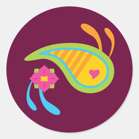 ペイズリーおもしろい ラウンドシール (正面)