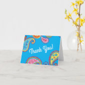 ペイズリーかわいいカラフル第1誕生日パーティー カード (黄色い花)