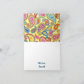 ペイズリーかわいいカラフル第1誕生日パーティー カード (内部)