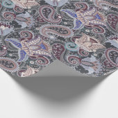 ペイズリーかわいらし花柄ヴィンテージ ラッピングペーパー (角)