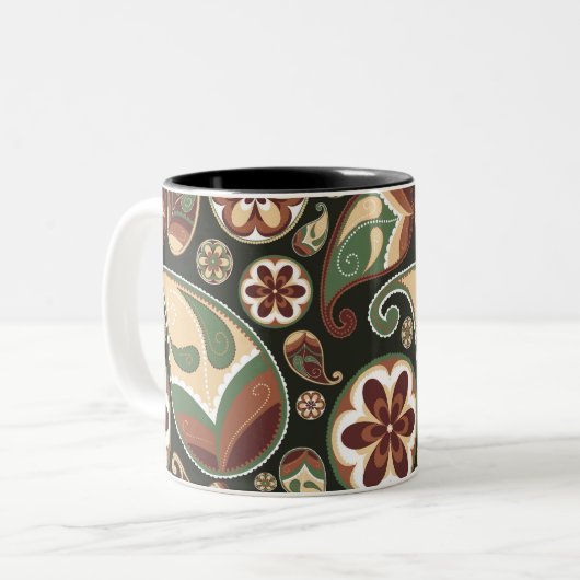 ペイズリーとフローラマグ ツートーンマグカップ (正面左)