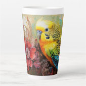 ペイズリーと花のインコ カフェラテマグ (正面)