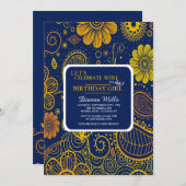 ペイズリーと花招待状 招待状 (正面/裏面)