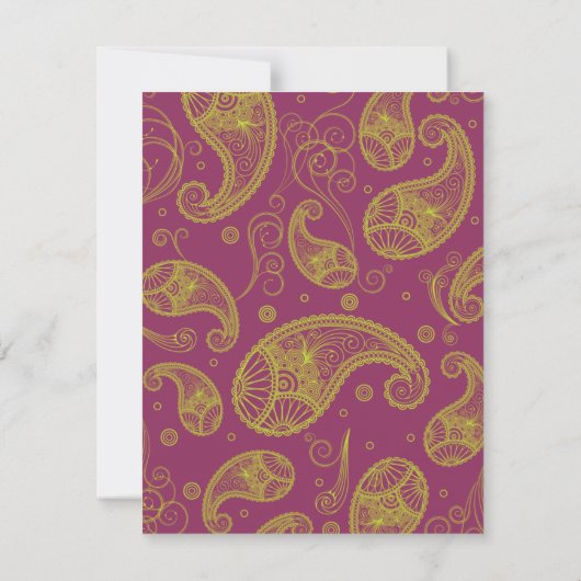 ペイズリーによっては結婚式の応答の招待状が夢を見ます 出欠カード (裏面)