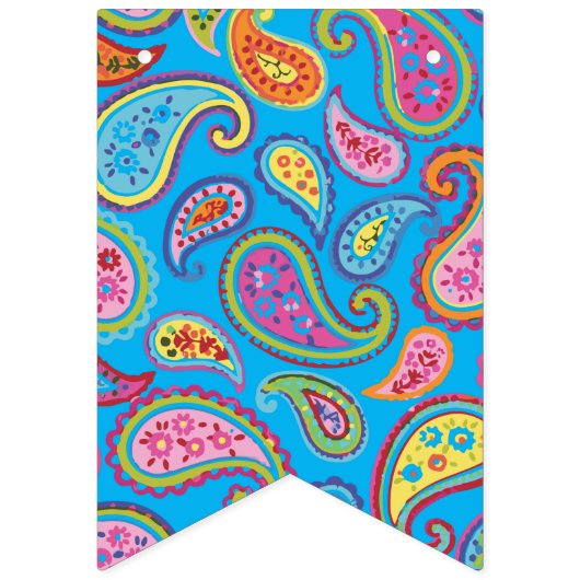 ペイズリーのかわいいカラフルの第1誕生会 バンティングフラッグ (第2の旗)