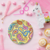 ペイズリーのかわいいカラフルの第1誕生会 ペーパープレート (パーティー)