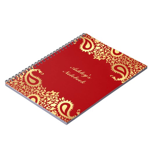 ペイズリーのインドのスタイルのノート ノートブック (左側)