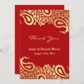 ペイズリーのエレガントなインドの平らなカードありがとう サンキューカード (正面/裏面)