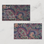 ペイズリーのオレンジピンク、白いおよび緑の花 名刺 (正面/裏面)