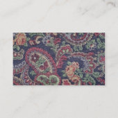 ペイズリーのオレンジピンク、白いおよび緑の花 名刺 (裏面)