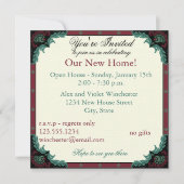 ペイズリーのオープンハウスか引っ越し祝いパーティーのパーティー 招待状 (正面)