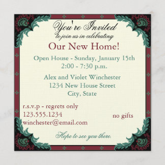 ペイズリーのオープンハウスか引っ越し祝いパーティーのパーティー 招待状