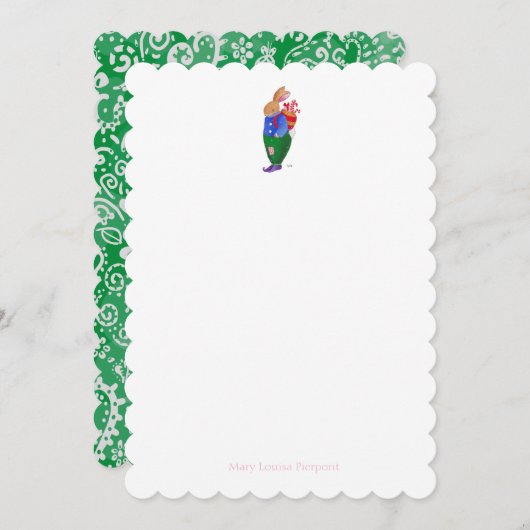 ペイズリーのクリスマスうさぎ ノートカード (正面/裏面)