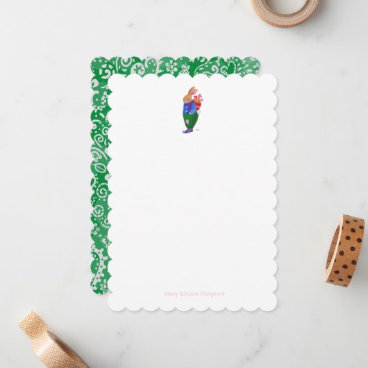 ペイズリーのクリスマスウサギ ノートカード (正面/裏面インサイチュ)