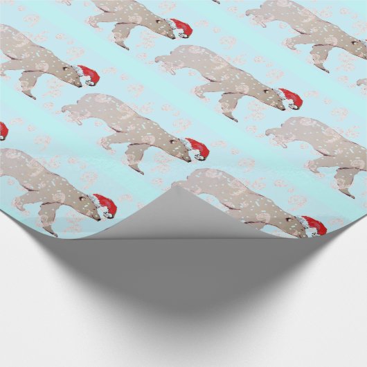 ペイズリーのサンタの白くま ラッピングペーパー (角)