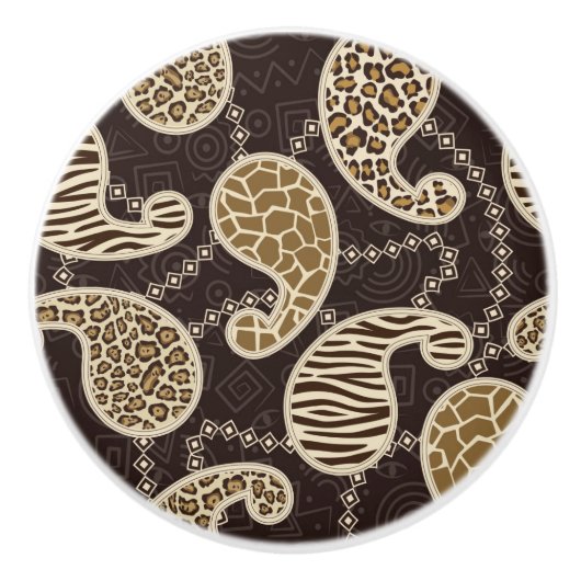 ペイズリーのスタイルの背景 セラミックノブ (正面)