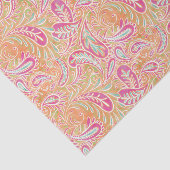 ペイズリーのパステル調ピンクのモモの水の緑 薄葉紙 (詳細)