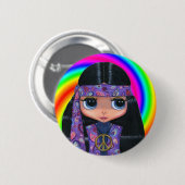 ペイズリーのヒッピーの人形の渦巻ボタン 缶バッジ (正面&裏面)