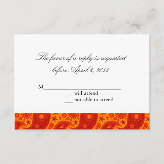 ペイズリーのヒトデ-暖かい夏の応答カード 出欠カード