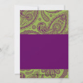 ペイズリーのブライダルシャワーの招待状の淡黄緑の紫色 招待状 (裏面)