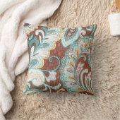 ペイズリーのブラウンの水のミント白いデザイナー枕 クッション (ブランケット)