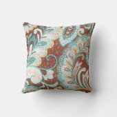 ペイズリーのブラウンの水のミント白いデザイナー枕 クッション (裏面)