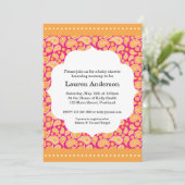 ペイズリーのベビーシャワーの招待状-オレンジ 招待状 (スタンド正面)