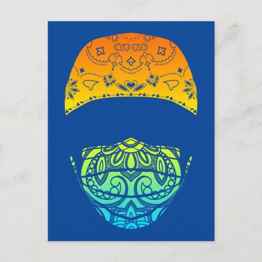 ペイズリーのポストカードに仮面を被せたもの ポストカード (正面)