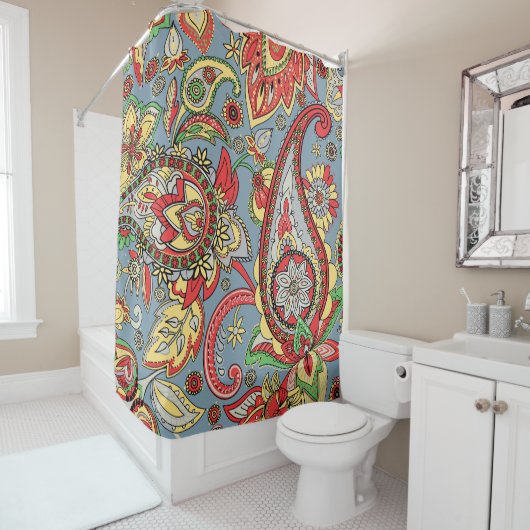ペイズリーの完成：東洋のヴィンテージパターン シャワーカーテン (インサイチュ)