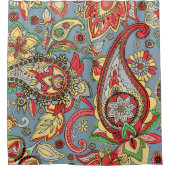 ペイズリーの完成：東洋のヴィンテージパターン シャワーカーテン (正面)