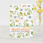 ペイズリーの庭 – カスタマイズ  カード (黄色い花)