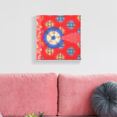 ペイズリーの模様を赤と青で描いた絵菜 キャンバスプリント (インサイチュ (リビング))