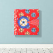 ペイズリーの模様を赤と青で描いた絵菜 キャンバスプリント (インサイチュ (ウッドフロア))