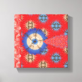 ペイズリーの模様を赤と青で描いた絵菜 キャンバスプリント (正面)