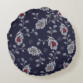 ペイズリーの海軍パターン ラウンドクッション (裏面)