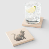 ペイズリーの猫 ストーンコースター (横)