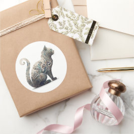 ペイズリーの猫 ラウンドシール