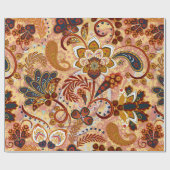 ペイズリーの継ぎ目のない模様で、インディアンstに花が咲く ラッピングペーパー (フラット)