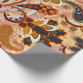 ペイズリーの継ぎ目のない模様で、インディアンstに花が咲く ラッピングペーパー (角)