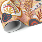 ペイズリーの継ぎ目のない模様で、インディアンstに花が咲く ラッピングペーパー (ロールコーナー)