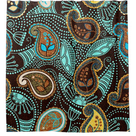 ペイズリーの継ぎ目のない模様、ジーンズの肌触り効果  シャワーカーテン (正面)